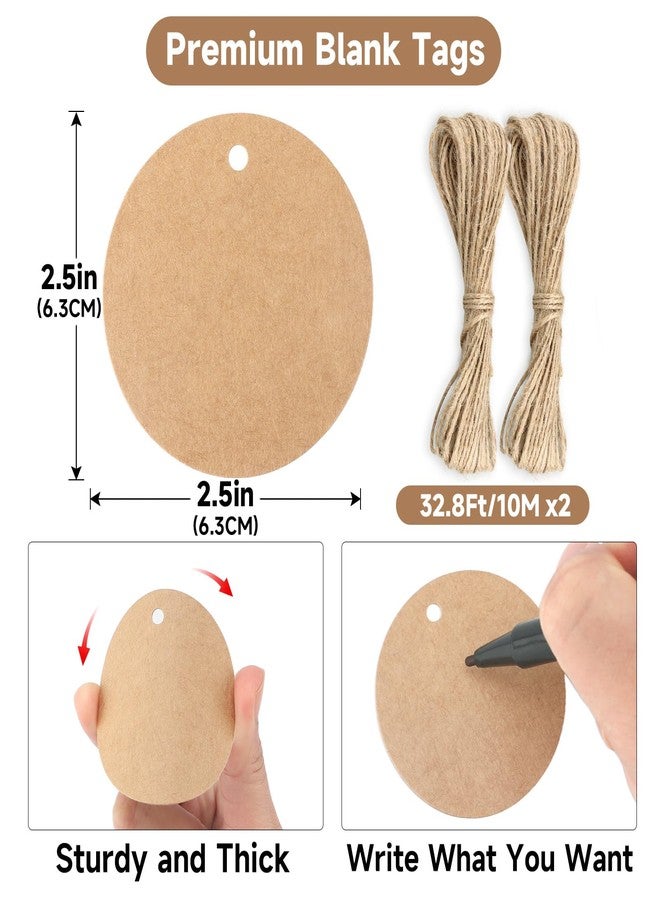 جيجاكرافت بطاقات هدايا فارغة من jijAcraft مع خيط، بطاقة تعليق من ورق كرافت بني مقاس 2.5 بوصة، 100 قطعة من بطاقات الأسماء الدائرية لتغليف الهدايا للحقائب والأعمال اليدوية والكب كيك - Image 2